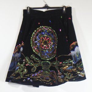 Vintage hand painted/sequined aztec/ mexico skirt